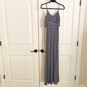Tart Navy Blue and White Stripe Maxi Dress